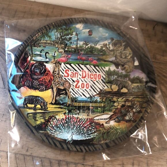 San Diego Zoo 1970s Vintage Handpainted Tray featuring SkyPark 🐅 🦏 🐨 🦧 🦒 - Picture 17 of 17
